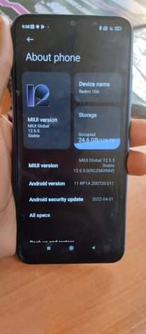 A picture of Redmi 10A 128gb Storage 6 2gb ram at only 250k