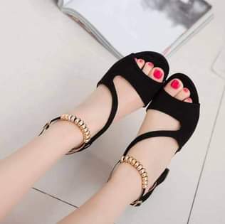 A picture of Women s Frosted Mid Classic Buckle Block Heels Sandal