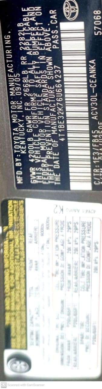 A picture of Toyota Camry 2005 used