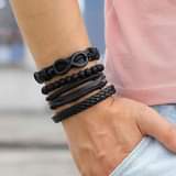 A picture of 4pcs per set fashionable leather bracelet