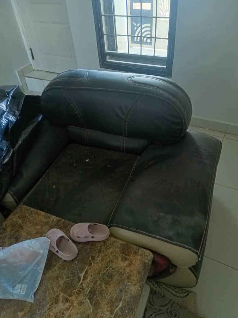 A picture of Full sets of Black leather chairs for sale