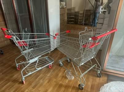 A picture of supermarket shelves for storage and trolly on sale 380k 0776182539