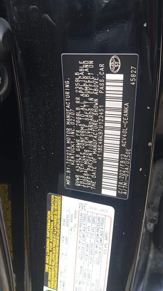 A picture of Nigerian used 2008 Toyota Camry Le Call 08068314979